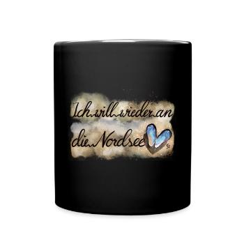 Nordsee Leidenschaft Herz - Tasse einfarbig - Schwarz - Vorne