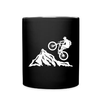Mountainbike, Fahrrad Mountainbiker, Fahrradfahrer - Tasse einfarbig - Schwarz - Vorne