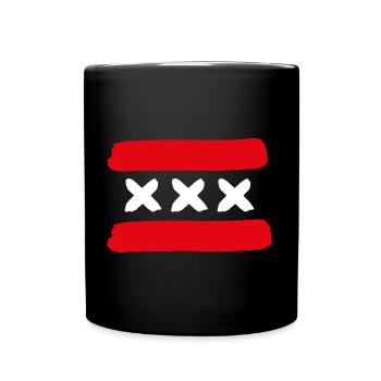 AMSTERDAM FLAG | brush - Full Colour Mug - black - Front