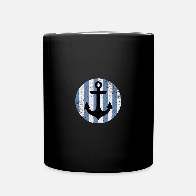 Anker im Streifenhimmel - Tasse einfarbig - Schwarz