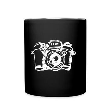 gezeichneter Fotoapparat - Tasse einfarbig - Schwarz - Vorne