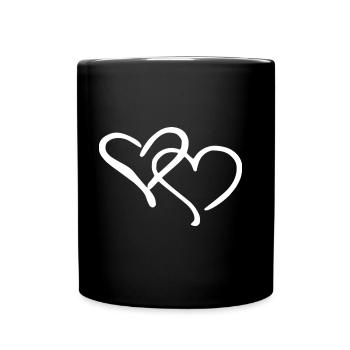 zwei Herzen vereint - Tasse einfarbig - Schwarz - Vorne