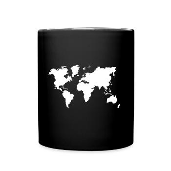 Weltkarte Reise Kontinente - Tasse einfarbig - Schwarz - Vorne