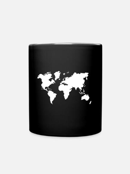 Weltkarte Reise Kontinente - Tasse einfarbig - Schwarz