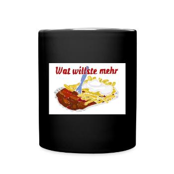 Currywurst mit Pommes - Tasse einfarbig - Schwarz - Vorne