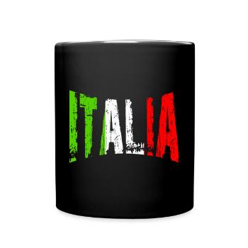 Fanartikel Italien Fußball Pizza - Tasse einfarbig - Schwarz - Vorne