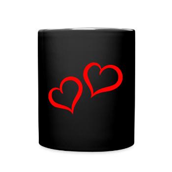 Hearts swinging red - Full Colour Mug - black - Front