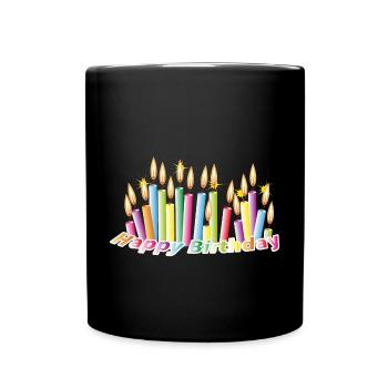 Bougies d'anniversaire arc-en-ciel avec joyeux anniversaire - Mug uni - noir - Devant