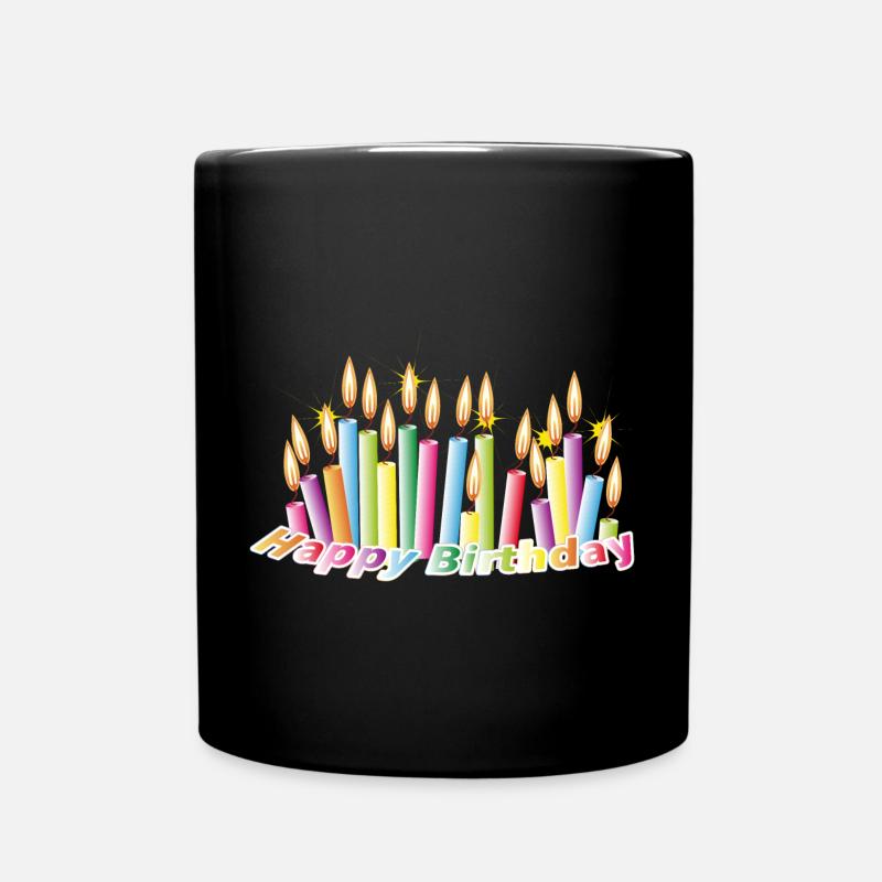 Bougies d'anniversaire arc-en-ciel avec joyeux anniversaire - Mug uni - noir