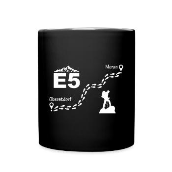 E5 Alpenüberquerung - Tasse einfarbig - Schwarz - Vorne
