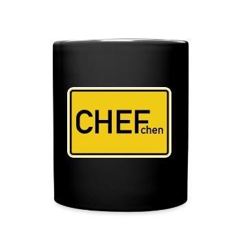 Bester Chef Ortsschild Chefchen - Tasse einfarbig - Schwarz - Vorne