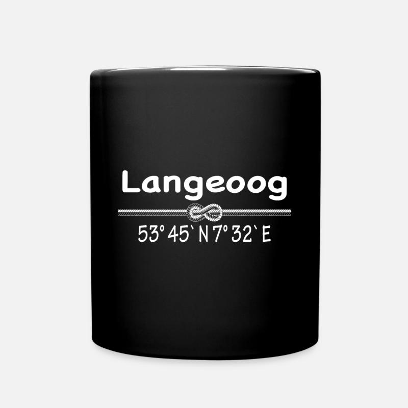 Koordinaten Langeoog - Tasse einfarbig - Schwarz
