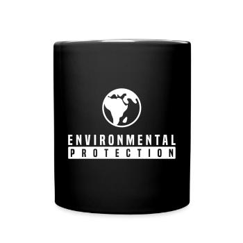 Naturschutz und Umweltschutz mit Planet Erde Logo - Tasse einfarbig - Schwarz - Vorne