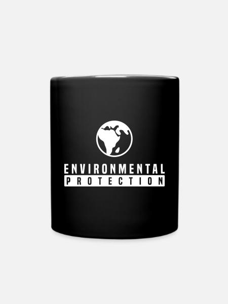 Conservation et protection de l'environnement avec le logo de la planète terre - Mug uni - noir