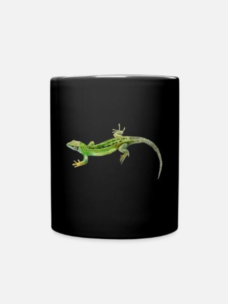 Gecko Grün Muster - Tasse einfarbig - Schwarz
