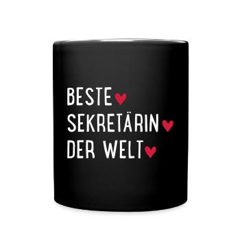 Beste Sekretärin der Welt - Tasse einfarbig - Schwarz - Vorne