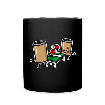 Beer Pong Cartoon Table Tennis Beer Can Ping Pong - Full Colour Mug - black - Front