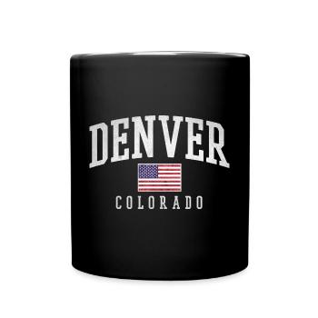 Denver Colorado Vintage Flag Arch - Tasse einfarbig - Schwarz - Vorne