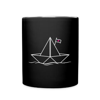 Papierboot Papierschiff  - Tasse einfarbig - Schwarz - Vorne