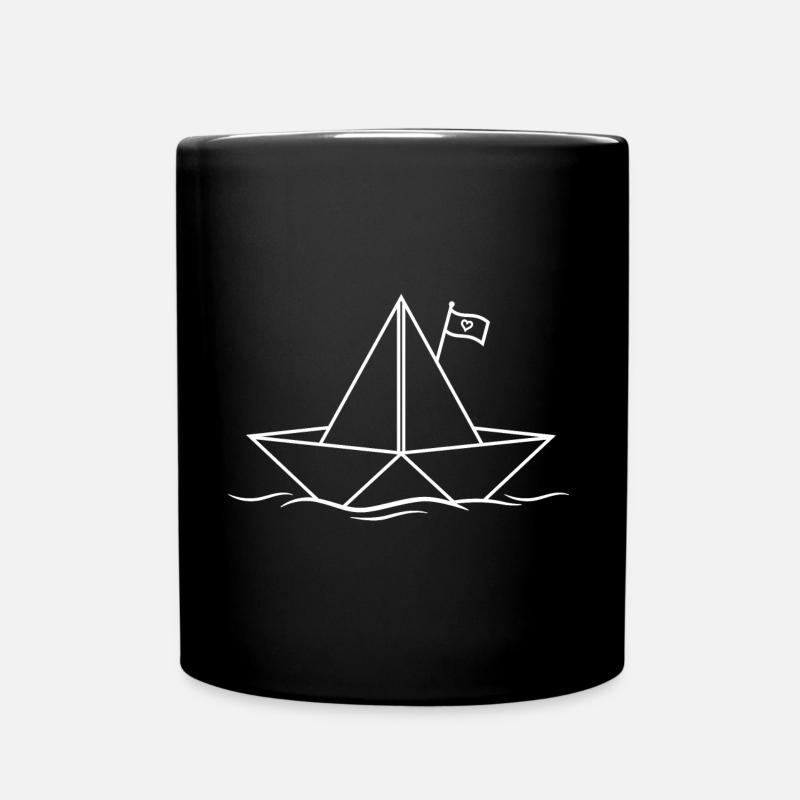 Papierschiff Papierboot - Tasse einfarbig - Schwarz