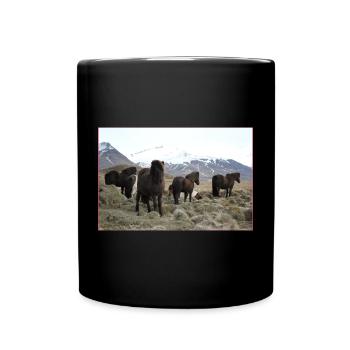 Islandpferde - Tasse einfarbig - Schwarz - Vorne
