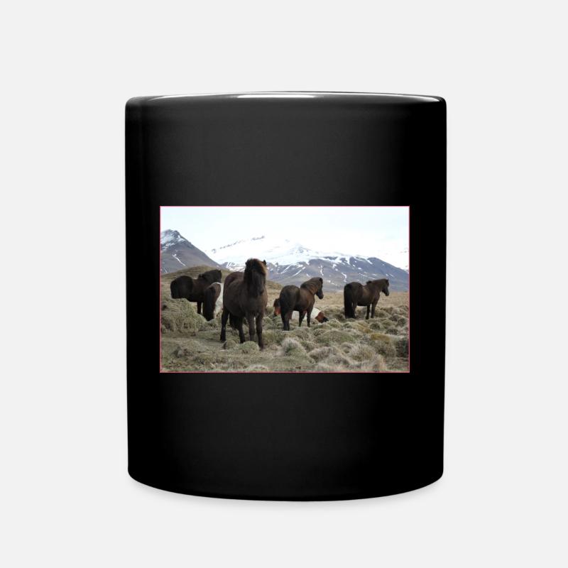 Islandpferde - Tasse einfarbig - Schwarz