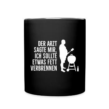 Barbecue BBQ Grill Doctor told me to burn some fat - Tasse einfarbig - Schwarz - Vorne