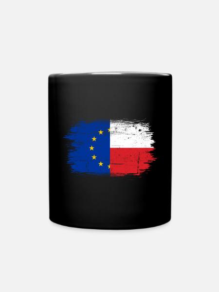 Fusion der EU-Frankreich-Flagge - Tasse einfarbig - Schwarz