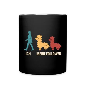 Ich Meine Follower Alpaka - Tasse einfarbig - Schwarz - Vorne