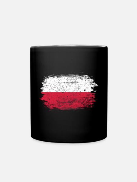 Polish Flag Brush Stroke - Full Colour Mug - black