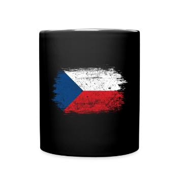 Pinselstrich Tschechische Flagge - Tasse einfarbig - Schwarz - Vorne