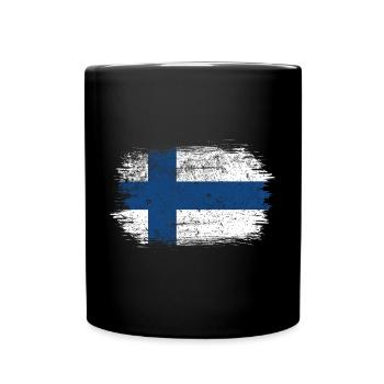 Drapeau de la croix nordique finlandaise imprimé - Mug uni - noir - Devant