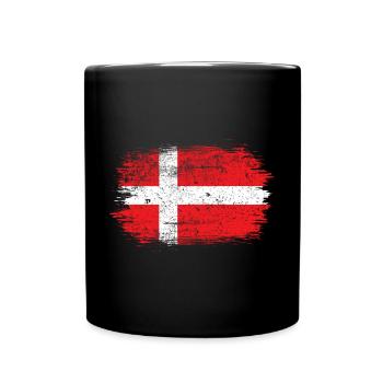 Pinselstrich Dänische Flagge - Tasse einfarbig - Schwarz - Vorne