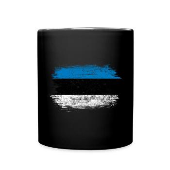 Blau-Weiße Pinselstrichflagge - Tasse einfarbig - Schwarz - Vorne