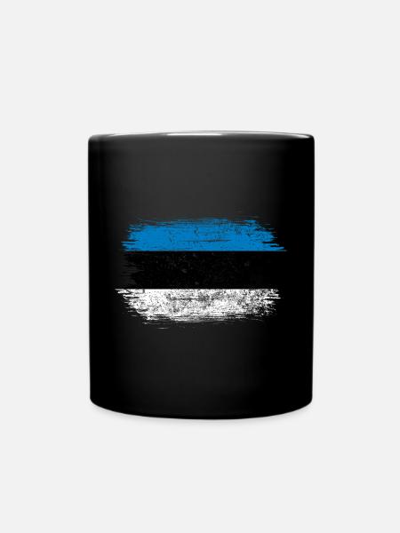 Drapeau à coups de pinceau bleu-blanc - Mug uni - noir