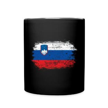 Slovenia Flag Brush Art - Full Colour Mug - black - Front
