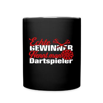 Dartspieler Darten Darts Dart Spruch - Tasse einfarbig - Schwarz - Vorne