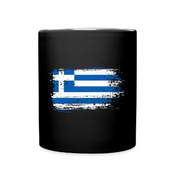 Grunge Greek Flag Sketch - Full Colour Mug - black - Front