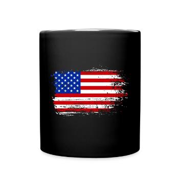 Pinselstrich Amerikanische Flagge - Tasse einfarbig - Schwarz - Vorne