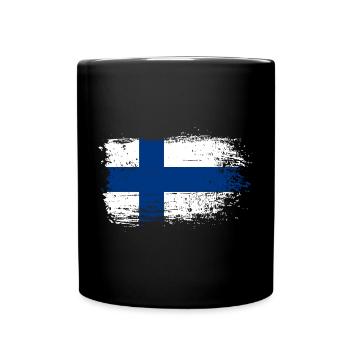 Grunge Finnish Flag Graphic - Full Colour Mug - black - Front