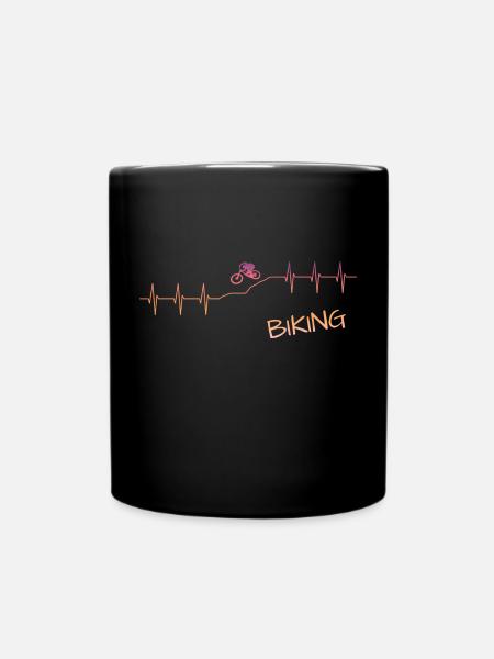 biking Herzschlag bike heartbeat - Tasse einfarbig - Schwarz