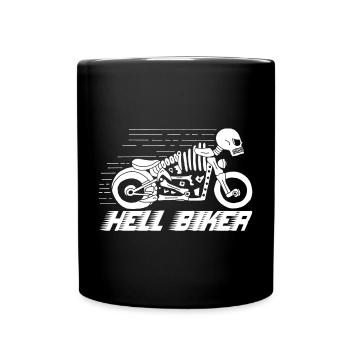 Motorrad Skelett weiß - Tasse einfarbig - Schwarz - Vorne