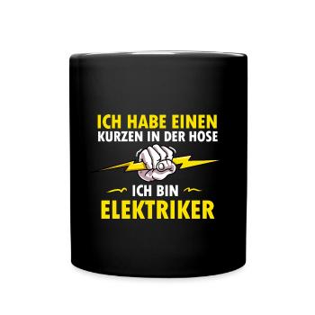 Elektriker Strom Elektrizität Elektrotechnik - Tasse einfarbig - Schwarz - Vorne