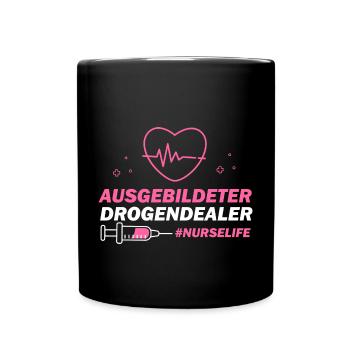 Nurse Life, Krankenschwester, Pflegekraft - Tasse einfarbig - Schwarz - Vorne