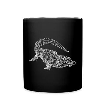 Krokodil Kunst Skizze Grafik Wildtierliebhaber - Tasse einfarbig - Schwarz - Vorne