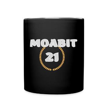 Berlin Moabit 21 Shirt - Tasse einfarbig - Schwarz - Vorne