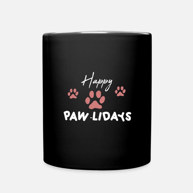 Happy Pawlidays Funny Christmas - Full Colour Mug - black