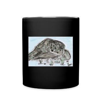 Sea Turtle Illustration – Rest Patience Goal - Full Colour Mug - black - Front