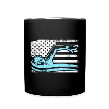 Patriotischer Schwimmer - Tasse einfarbig - Schwarz - Vorne