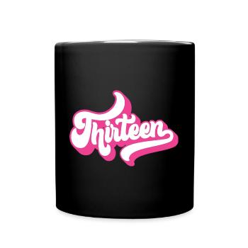 13th Birthday Gift, Hello Thirteen, 13 Years Old - Full Colour Mug - black - Front